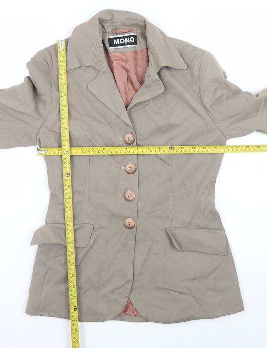 MONO Women Beige Size 10 Single Breasted Blazer