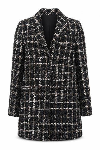 Abercrombie & Fitch Womens Black Tweed Check Blazer XS Petite