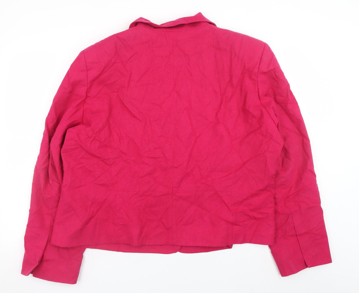Bonmarché Women's Pink Floral Embroidered Linen Blazer Size 24