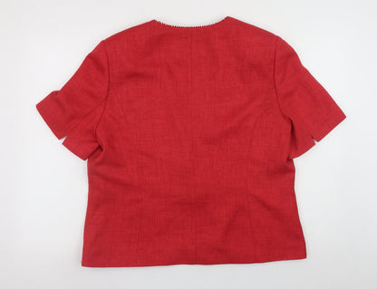 Jacques Vert Women's Red Short Sleeve Blazer Jacket Size 18