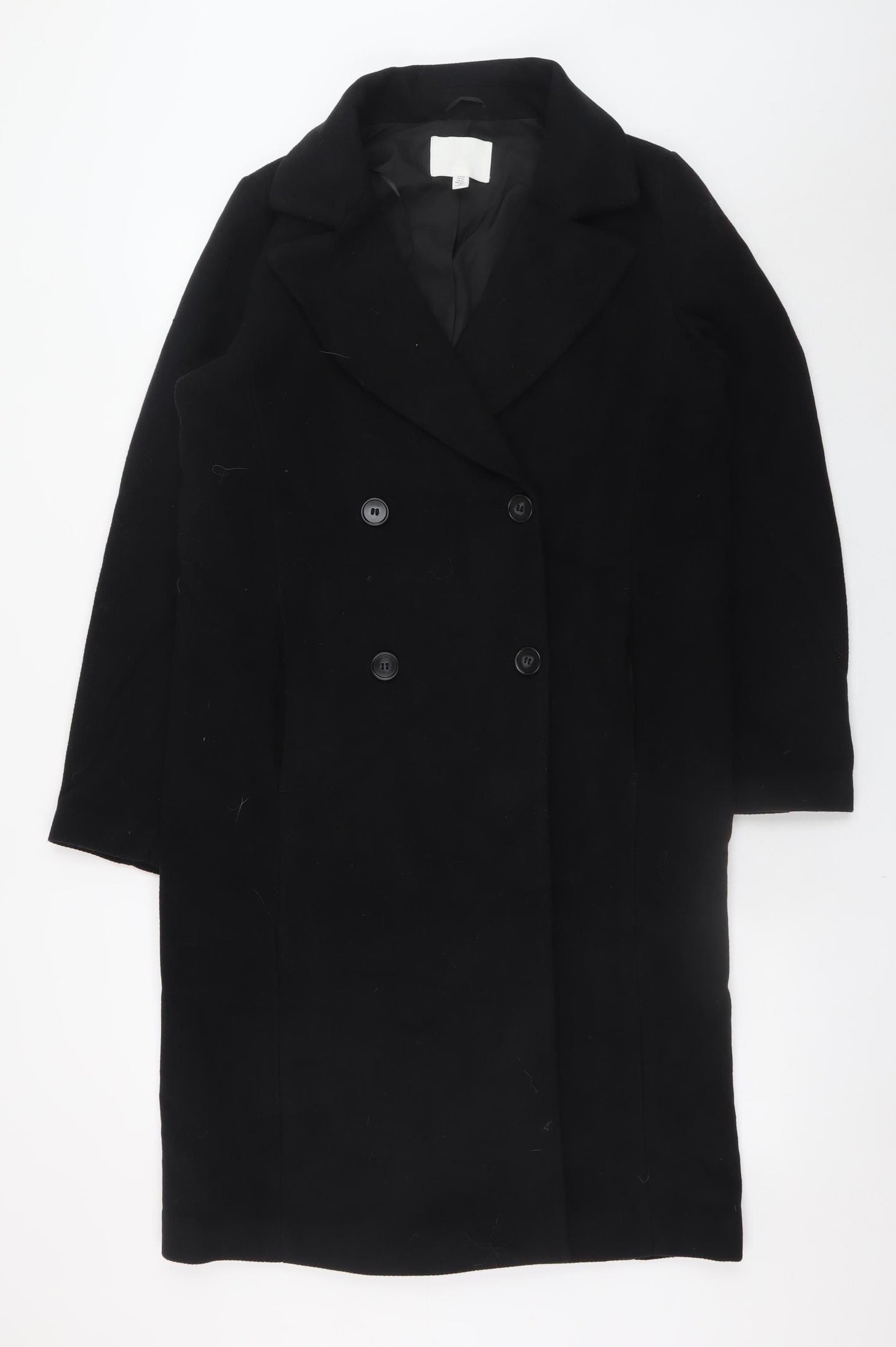 Womens UK Size XS H&M Black Overcoat