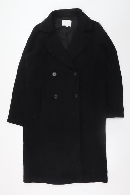 Womens UK Size XS H&M Black Overcoat