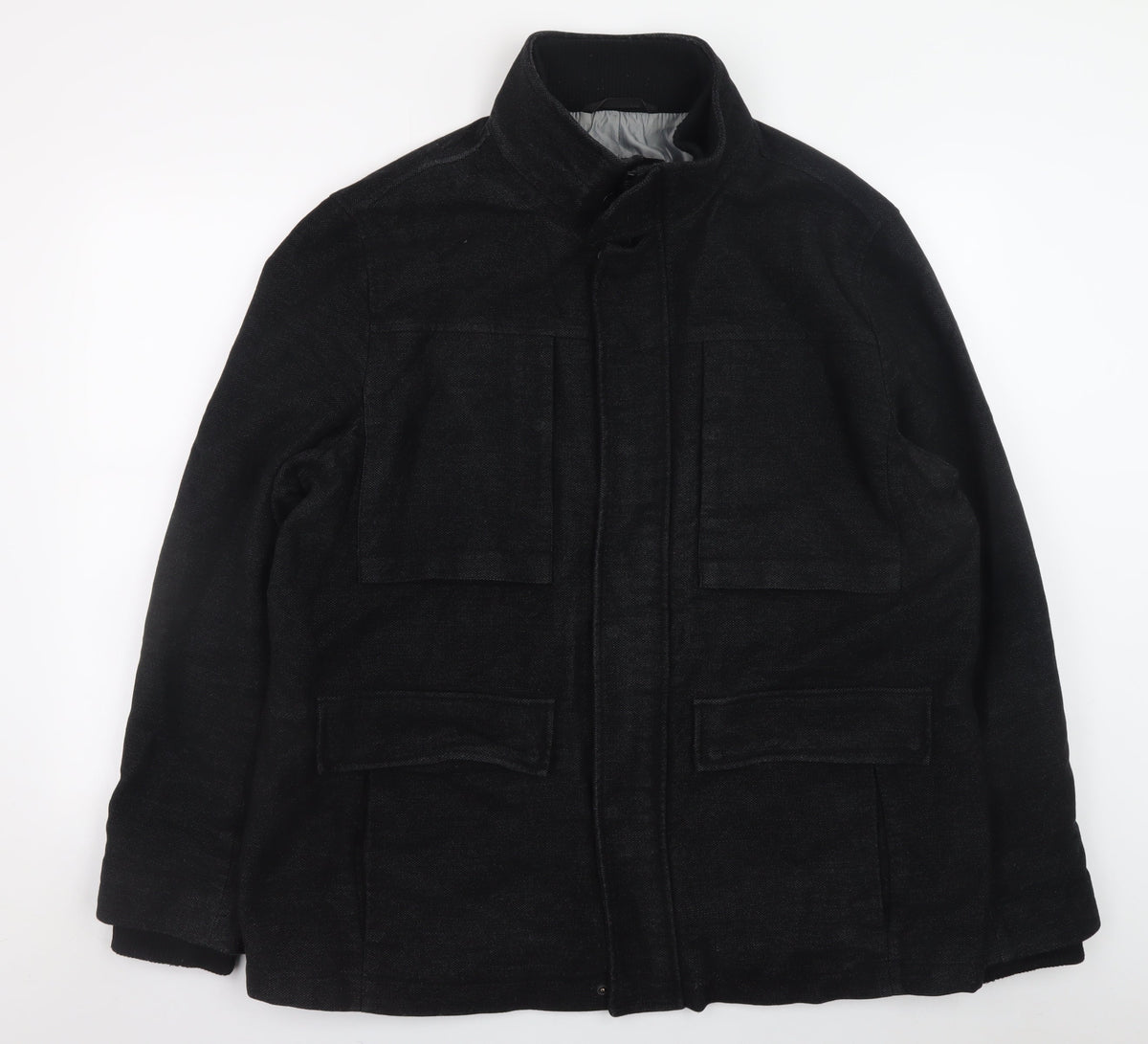 Mens UK Size 2XL Marks and Spencer Black Overcoat