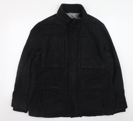 Mens UK Size 2XL Marks and Spencer Black Overcoat