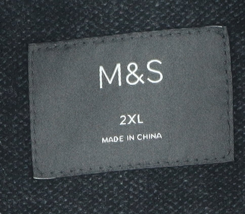 Mens UK Size 2XL Marks and Spencer Black Overcoat