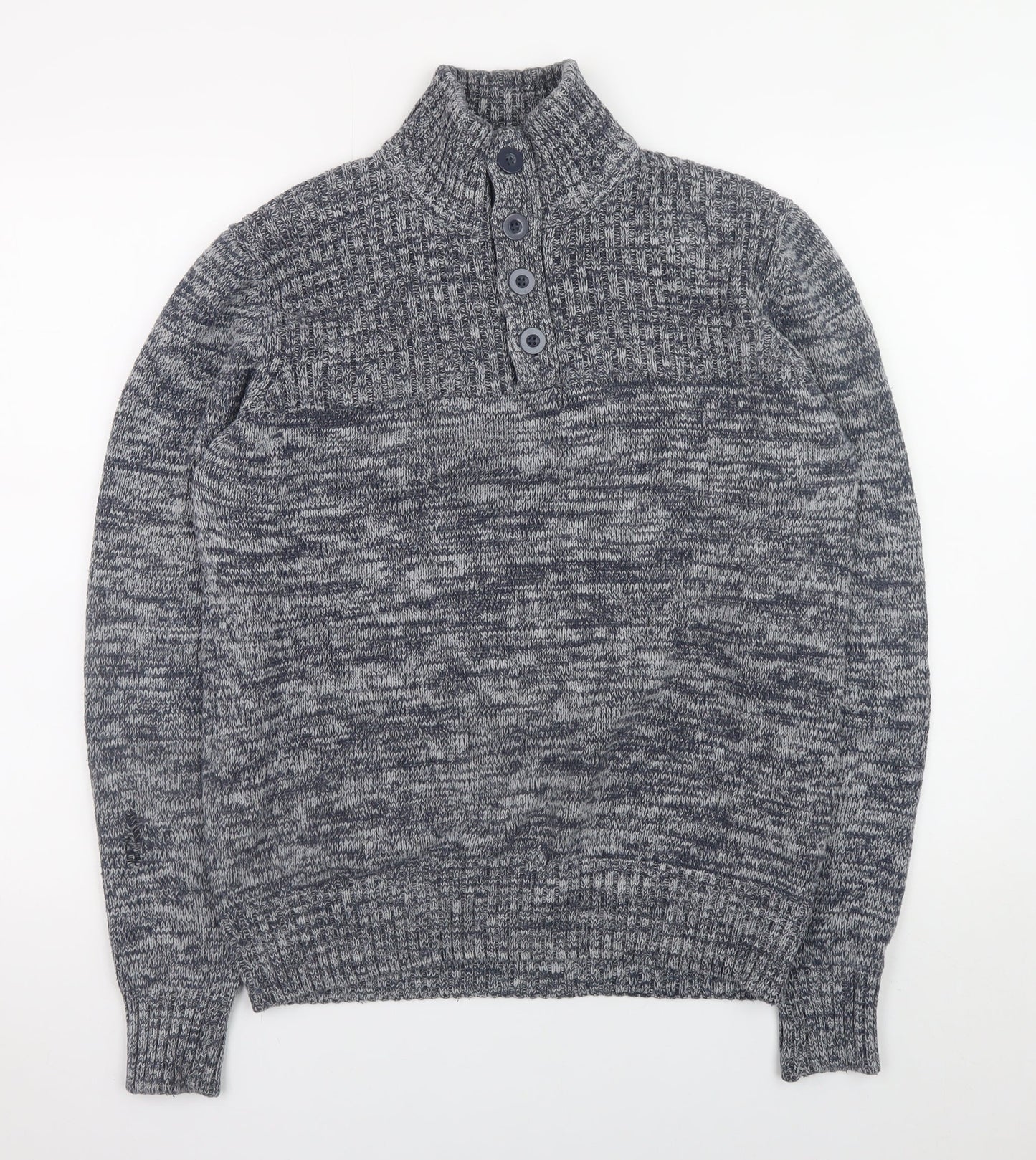 Mens UK Size M Identic Grey Henley Jumper