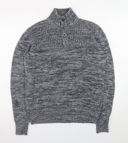 Mens UK Size M Identic Grey Henley Jumper