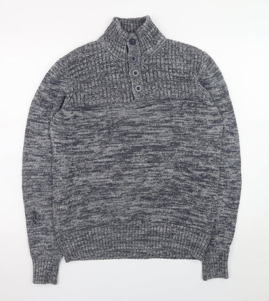 Mens UK Size M Identic Grey Henley Jumper