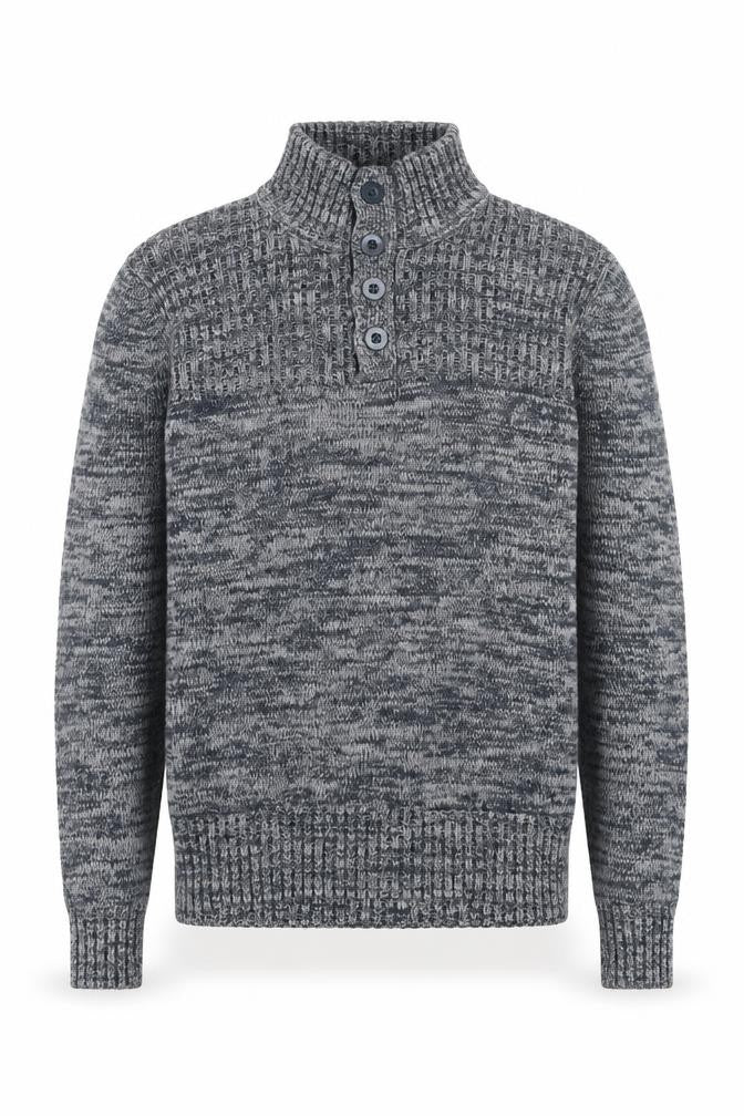 Mens UK Size M Identic Grey Henley Jumper