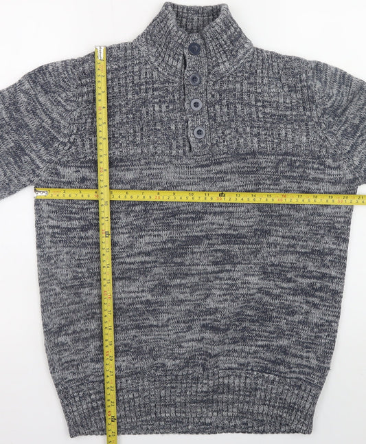 Mens UK Size M Identic Grey Henley Jumper