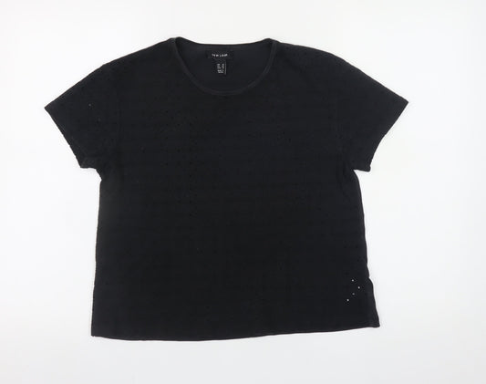 New Look Women Black Short Sleeve Basic Crew Neck T-Shirt Size 14