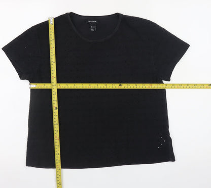 New Look Women Black Short Sleeve Basic Crew Neck T-Shirt Size 14