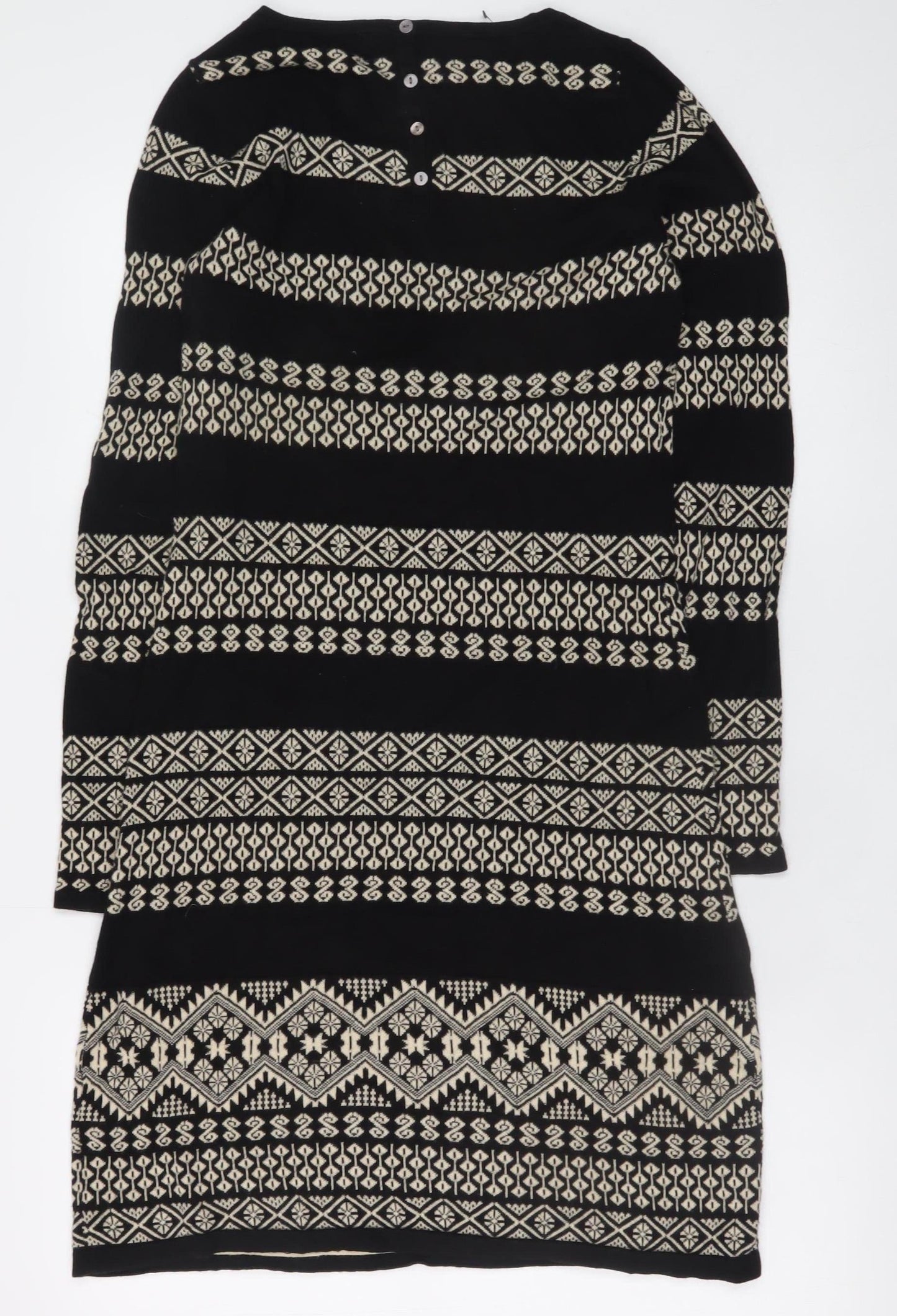 Monsoon Women’s Black Fair Isle Knit Shift Dress Size S