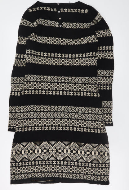 Monsoon Women’s Black Fair Isle Knit Shift Dress Size S