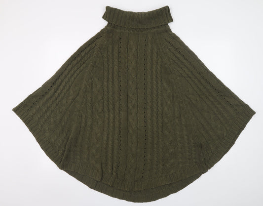 Next Women’s Green Cable Knit Roll Neck Cape XS