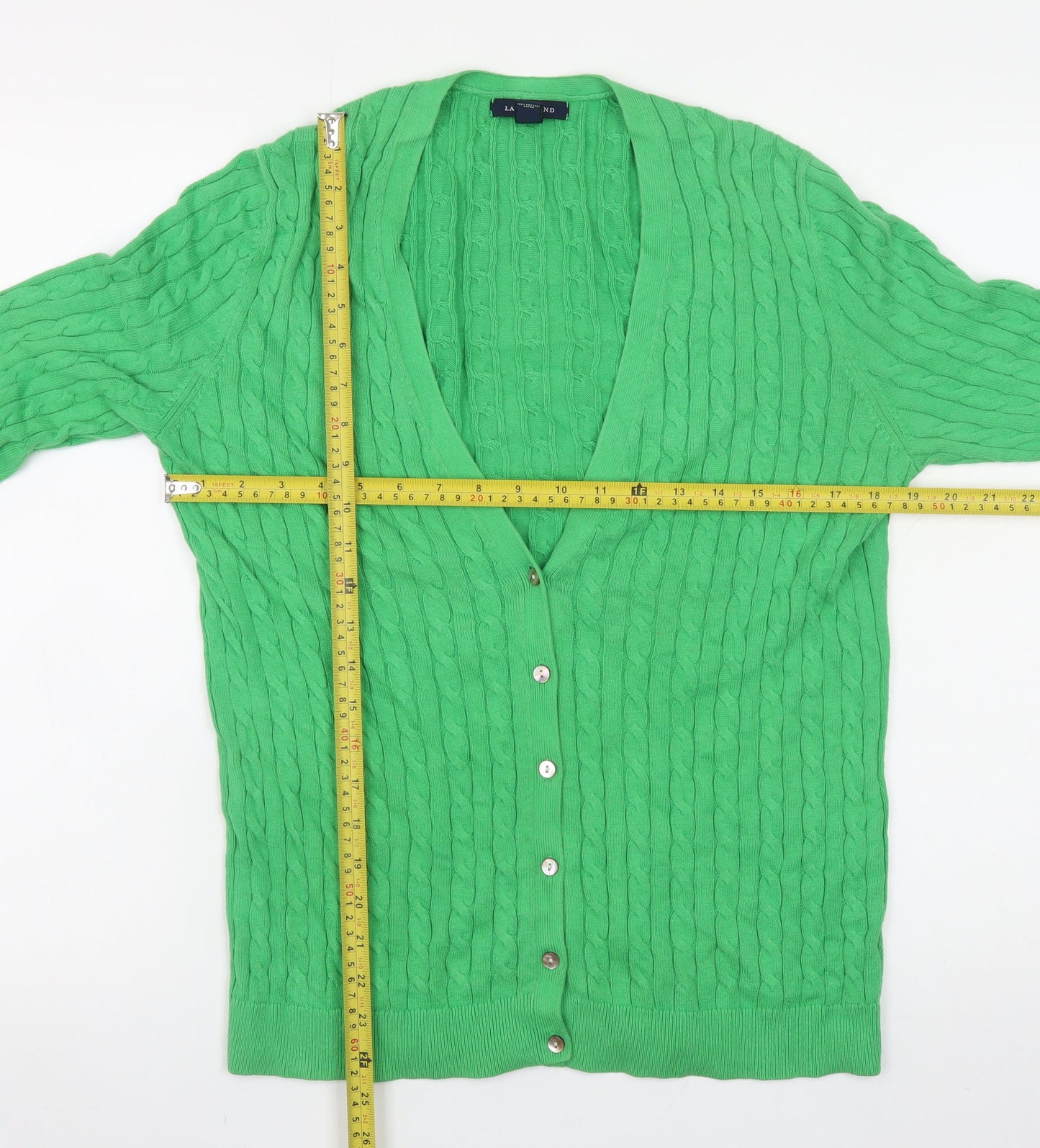 Womens UK Size M Lands' End Green Cardigan Jumper