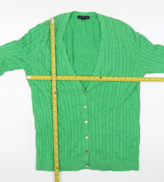 Womens UK Size M Lands' End Green Cardigan Jumper