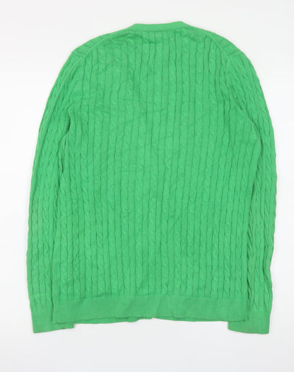 Womens UK Size M Lands' End Green Cardigan Jumper