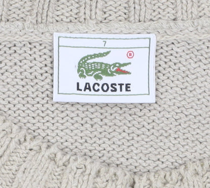 Lacoste Men’s Beige 3XL Crew Neck Striped Knit Jumper