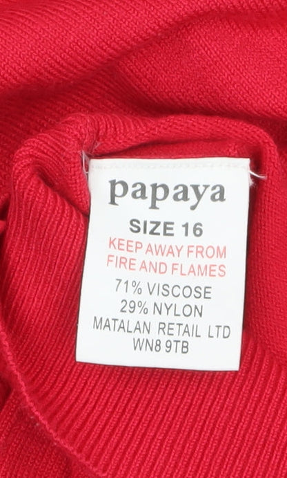 Womens UK Size 16 Papaya Red Pullover Jumper