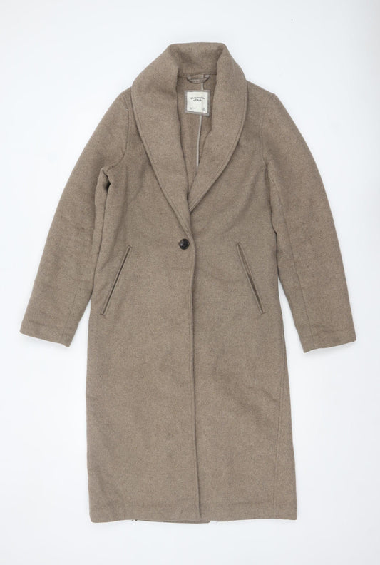 Womens UK Size XS Abercrombie & Fitch Beige Overcoat