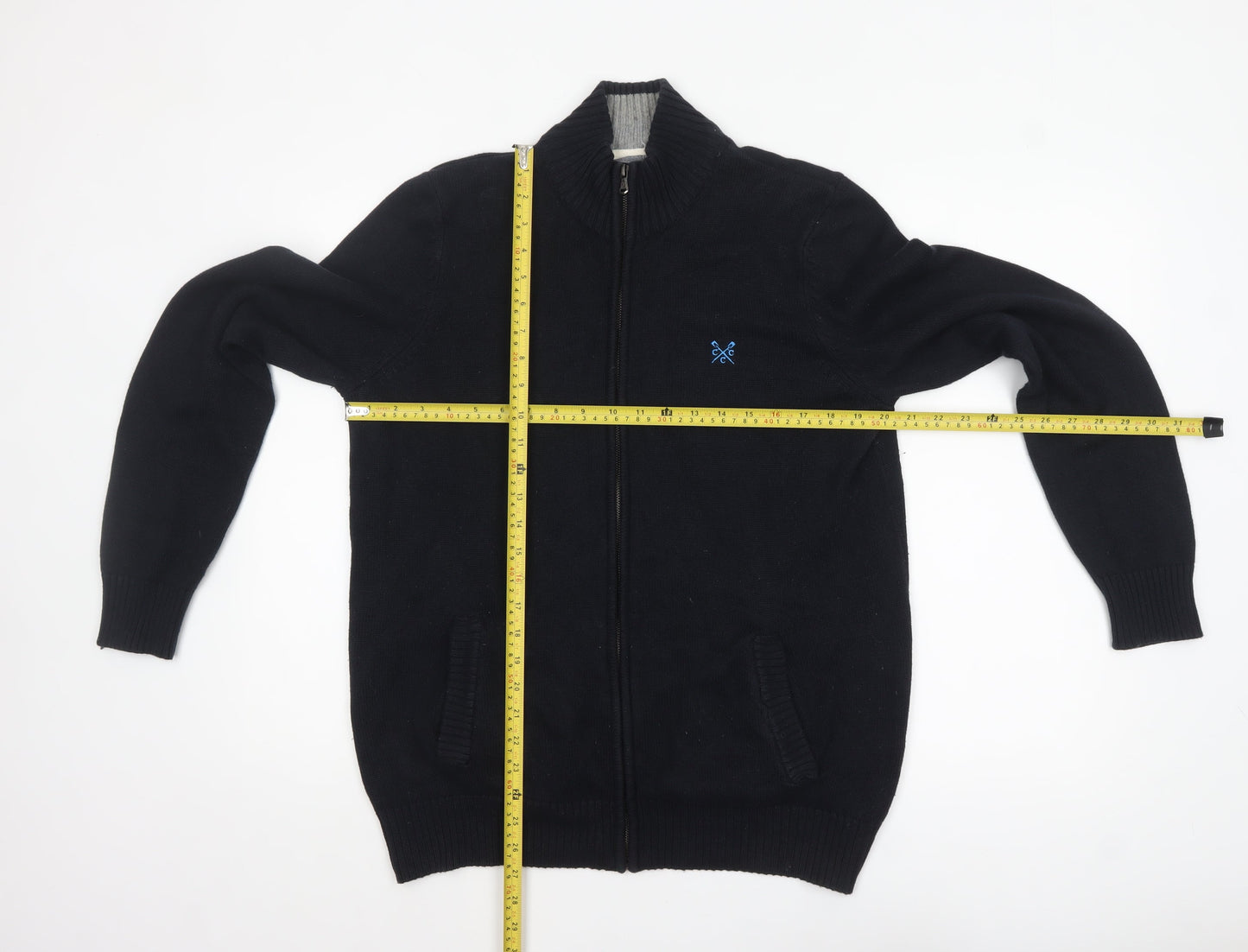 Mens UK Size M Crew Clothing Co. Black Full Zip Jumper