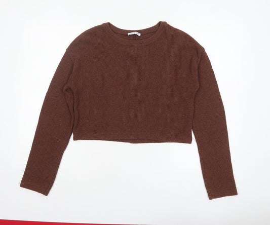 Womens UK Size M Zara Brown Pullover Jumper