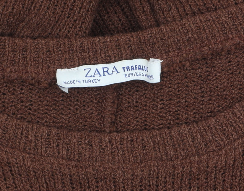 Womens UK Size M Zara Brown Pullover Jumper