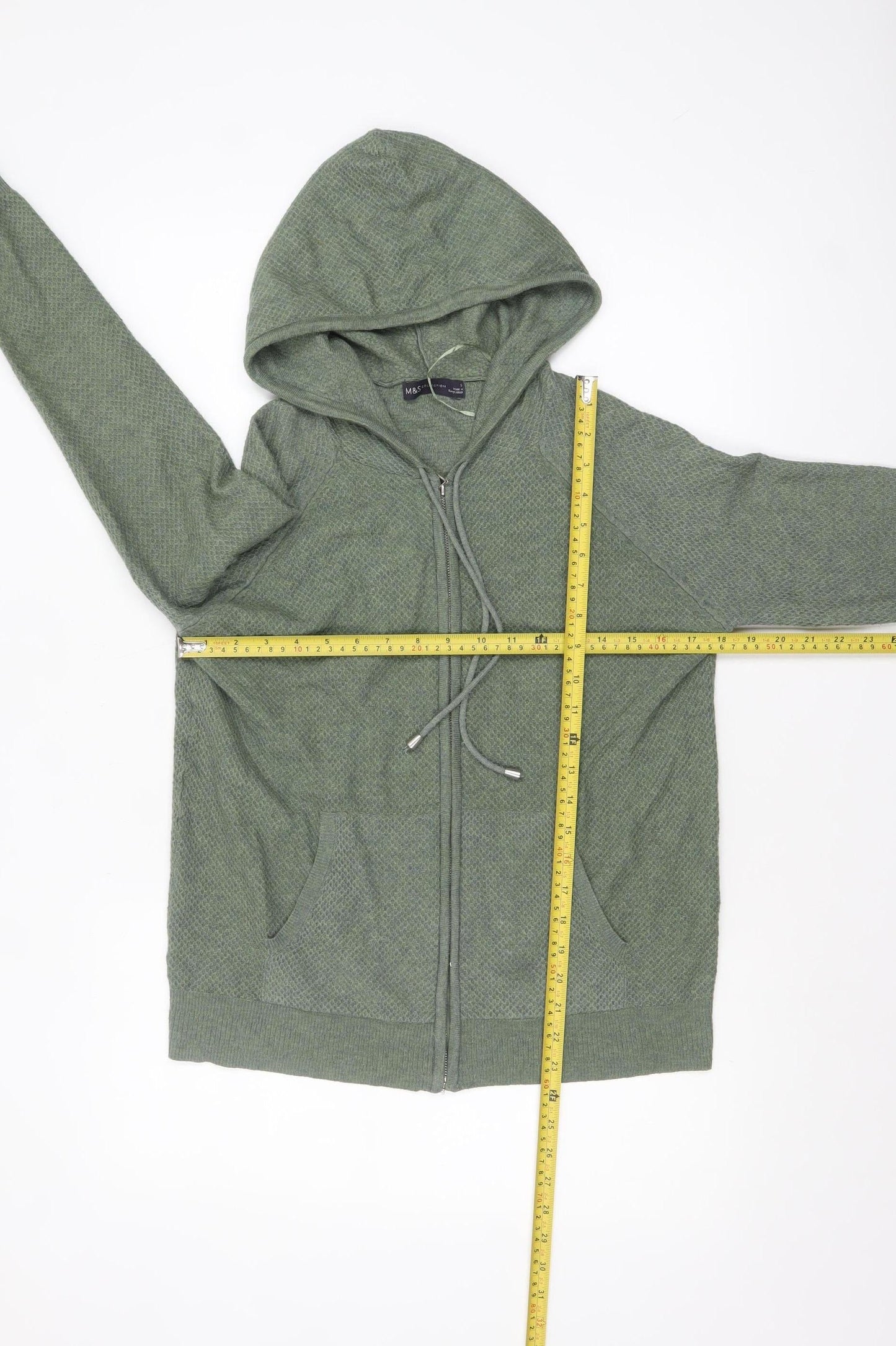 Womens UK Size S Marks and Spencer Green Full Zip Jumper