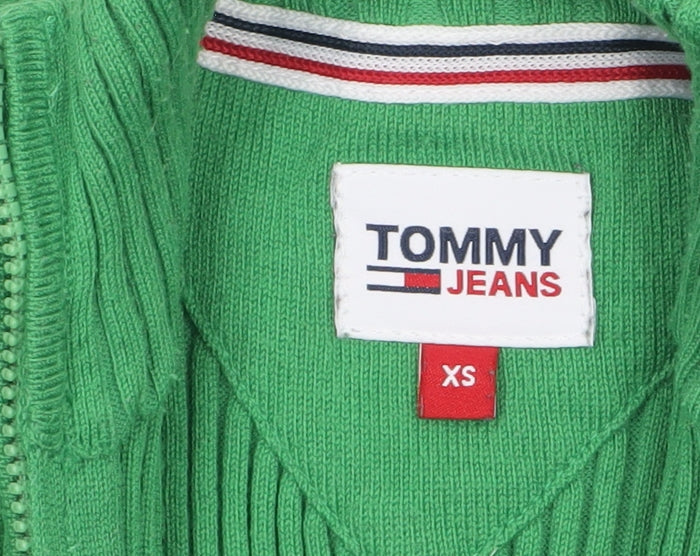 Womens UK Size XS Tommy Jeans Green Full Zip Jumper
