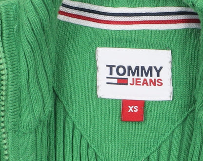 Womens UK Size XS Tommy Jeans Green Full Zip Jumper
