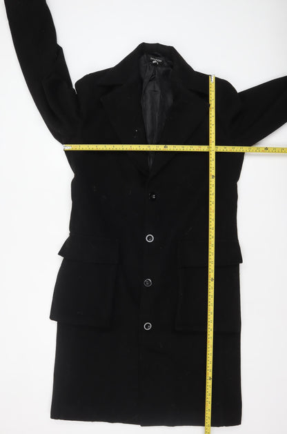 Mens UK Size L BoohooMAN Black Overcoat