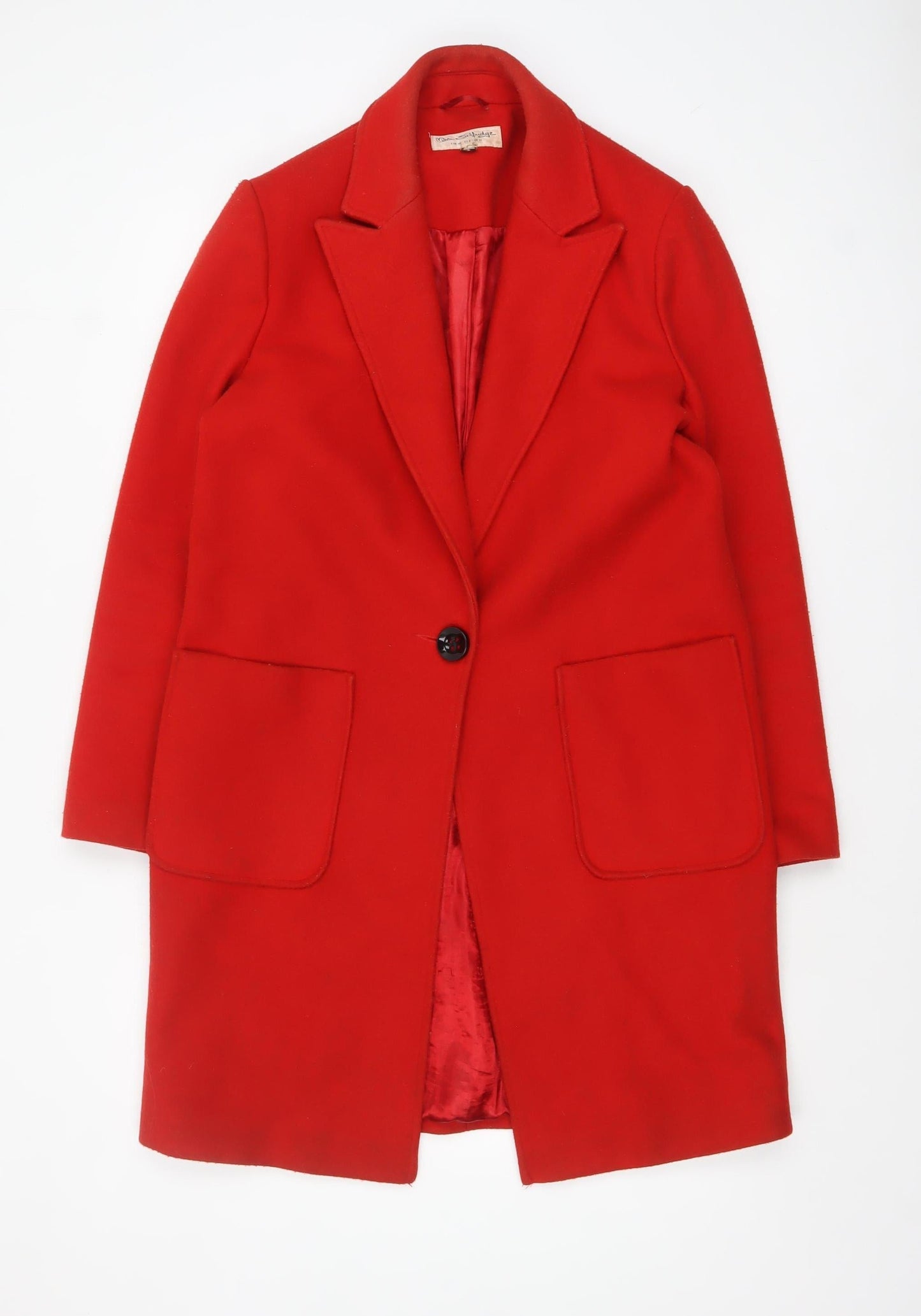Womens UK Size 10 Miss Selfridge Red Overcoat