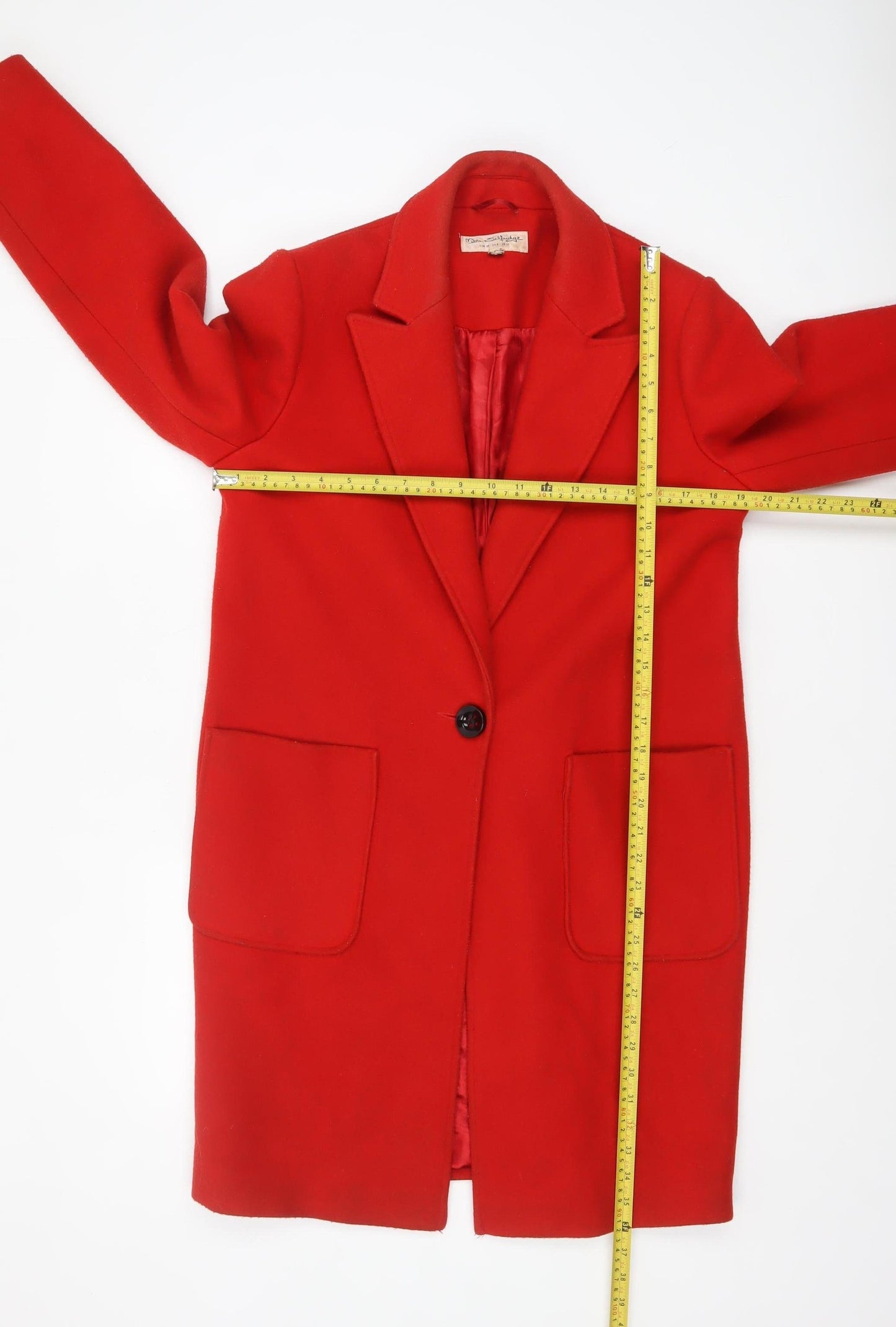 Womens UK Size 10 Miss Selfridge Red Overcoat