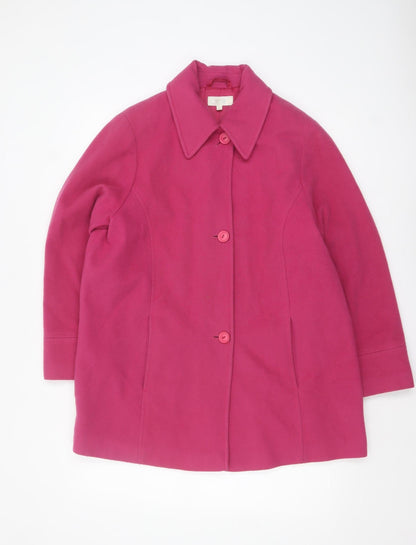 Marks and Spencer Women's Pink Wool Blend Mid-Length Button Coat Size 14