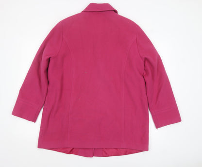 Marks and Spencer Women's Pink Wool Blend Mid-Length Button Coat Size 14