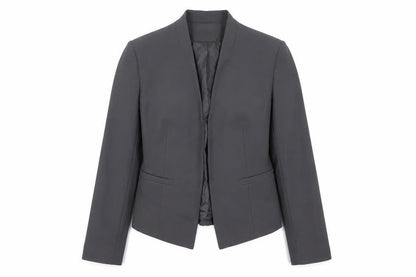Marks and Spencer Women Grey Tailored No Collar Blazer Size 12