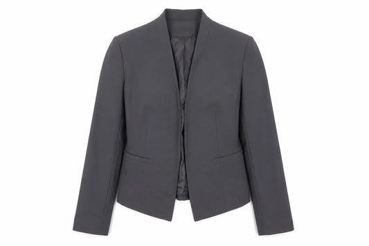 Marks and Spencer Women Grey Tailored No Collar Blazer Size 12