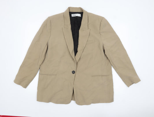 Womens UK Size XL Zara Regular Beige Blazer