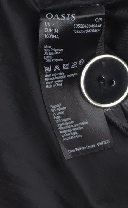 Womens UK Size 8 Oasis Regular Black Blazer