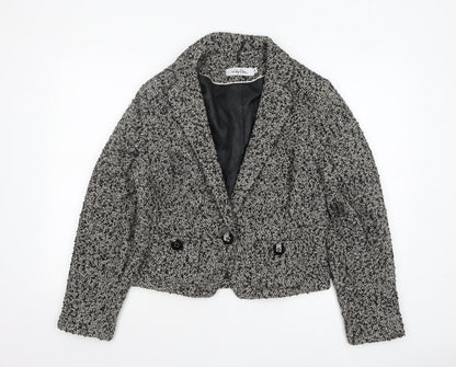 Lily Ella Womens Black Tweed Classic Blazer Size 16