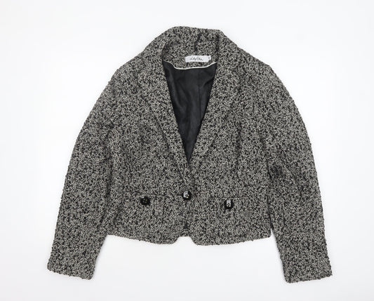 Lily Ella Womens Black Tweed Classic Blazer Size 16