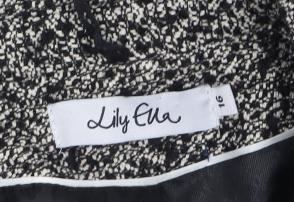 Lily Ella Womens Black Tweed Classic Blazer Size 16