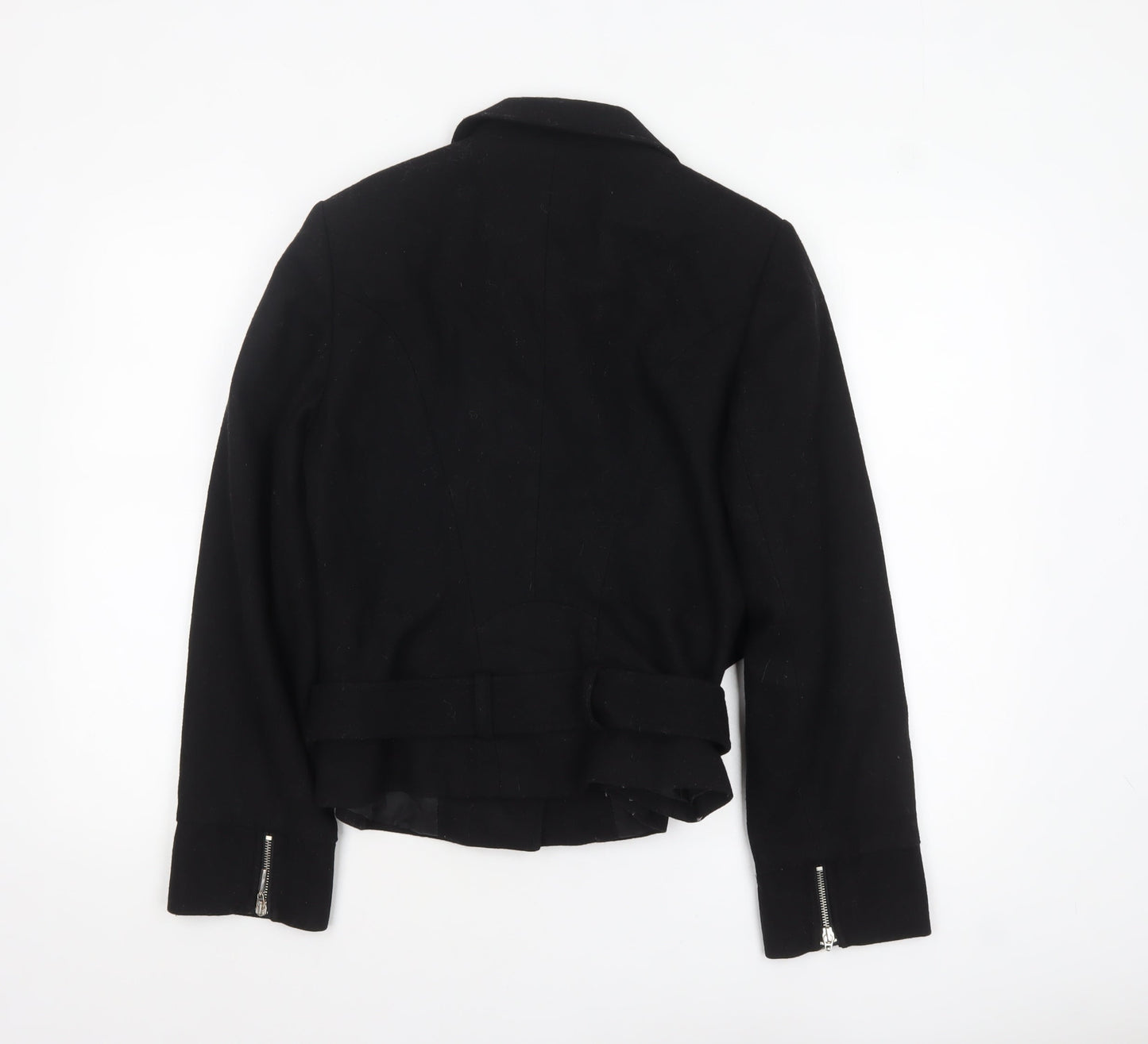 Womens UK Size 12 Red Herring Black Biker Coat
