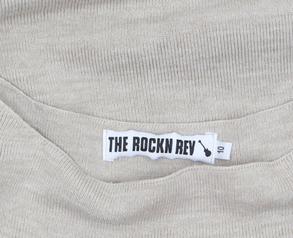 Womens UK Size 10 THE ROCKN REV Beige Pullover Jumper