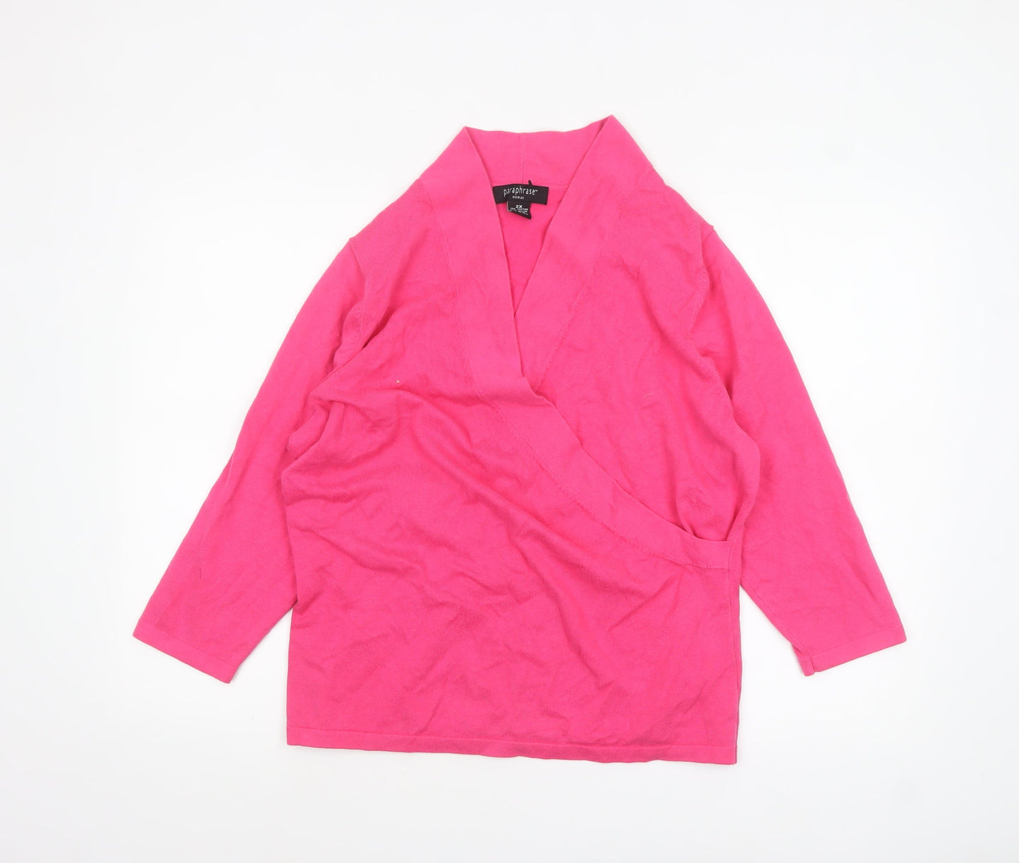 Womens UK Size 2XL Paraphrase Pink Wrap Jumper