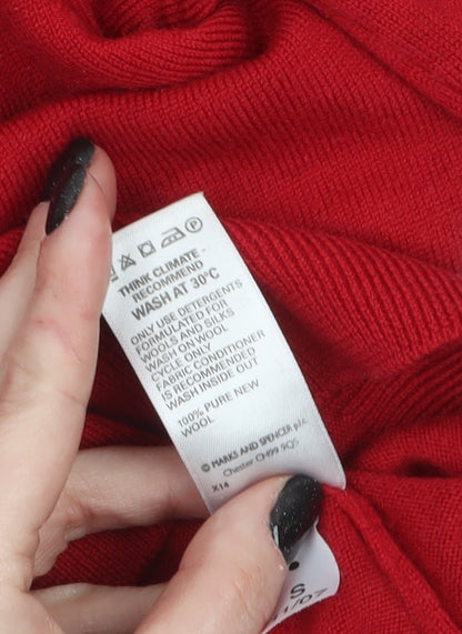 Womens UK Size 10 Marks and Spencer Red Pullover Jumper