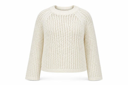 Marks and Spencer Per Una Women's Ivory Open-Knit Cotton Jumper L