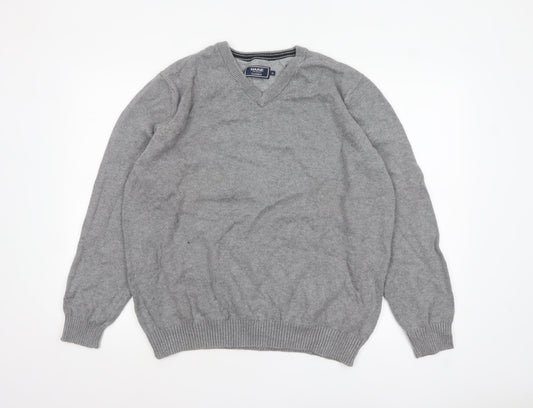 Maine New England Men's Grey Wool V-Neck Pullover Jumper XL