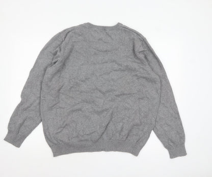 Maine New England Men's Grey Wool V-Neck Pullover Jumper XL